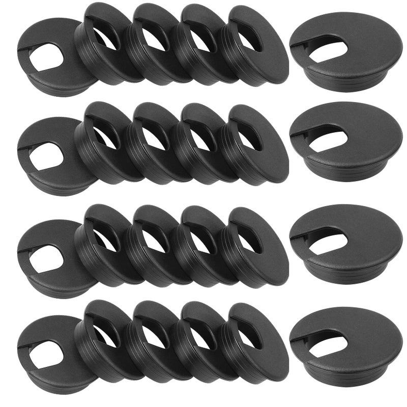 HNBun 2" Desk Grommet Black, 30PACK Wire Cable Hole Cover PC Computer Desk Plastic Grommet Cord, Tidy Cable Wire Grommet for Office PC Computer Desk Cord Management, (50mm Mounting Hole Diameter) - Image 1
